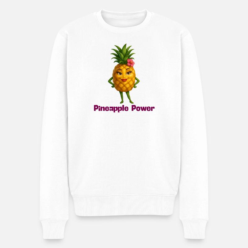 Pineapple Power Cartoonfigur - Männer Premium Bio Pullover - Weiß
