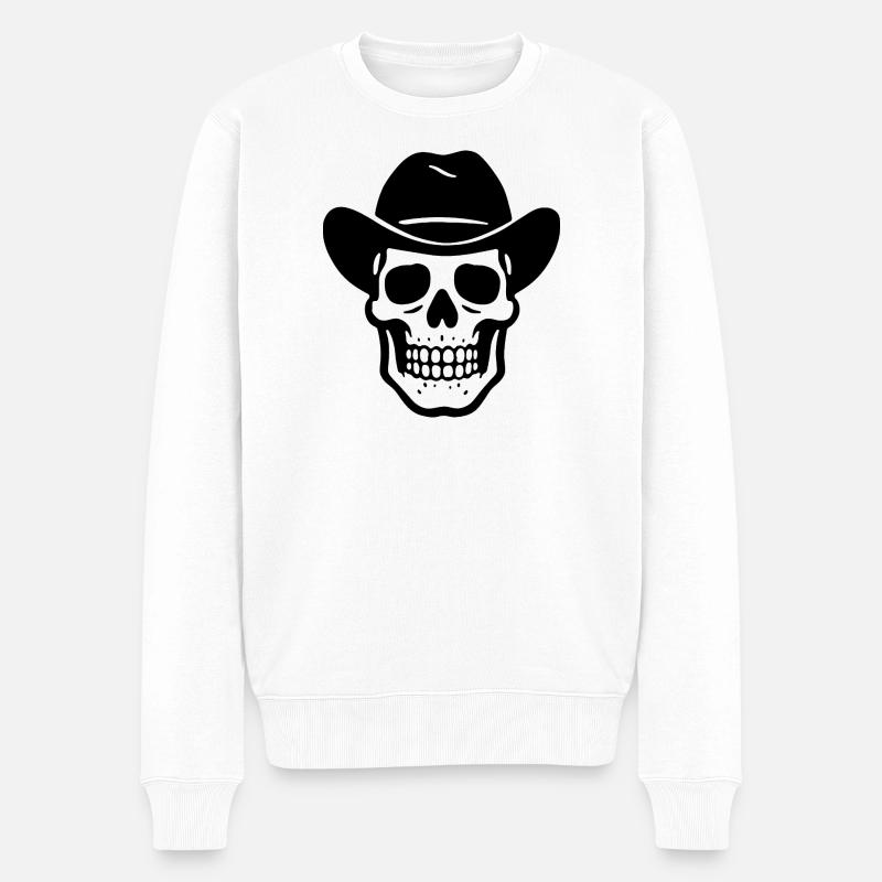 Western Skull - Männer Premium Bio Pullover - Weiß