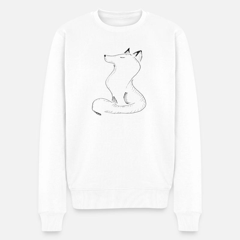 Skizzenwolf Silhouette - Männer Premium Bio Pullover - Weiß