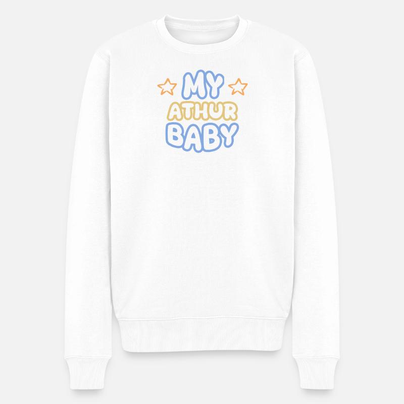 Vorname Athur - Männer Premium Bio Pullover - Weiß