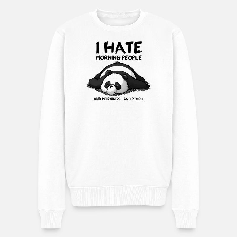 Ich hasse Morgenmenschen - Männer Premium Bio Pullover - Weiß