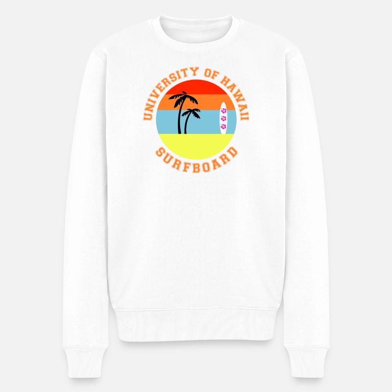 Surfbrett Universität von Hawaii Retro - Männer Premium Bio Pullover - Weiß