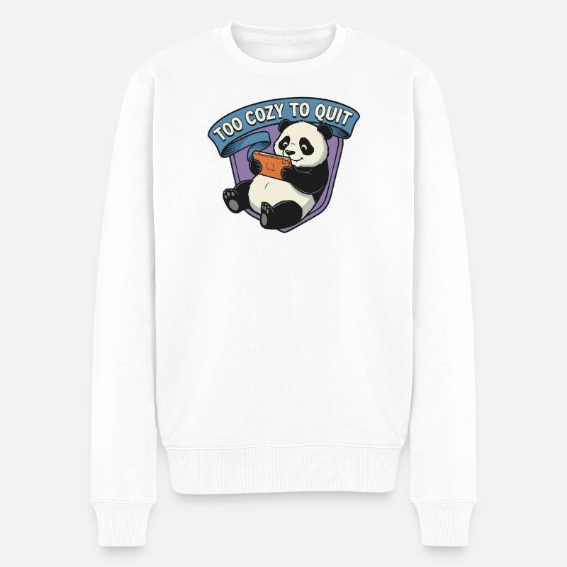 Too Cozy To Quit Panda - Männer Premium Bio Pullover - Weiß