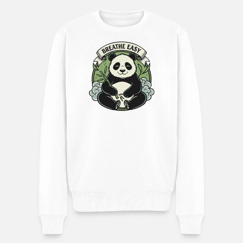 Panda Easy Zen - Männer Premium Bio Pullover - Weiß
