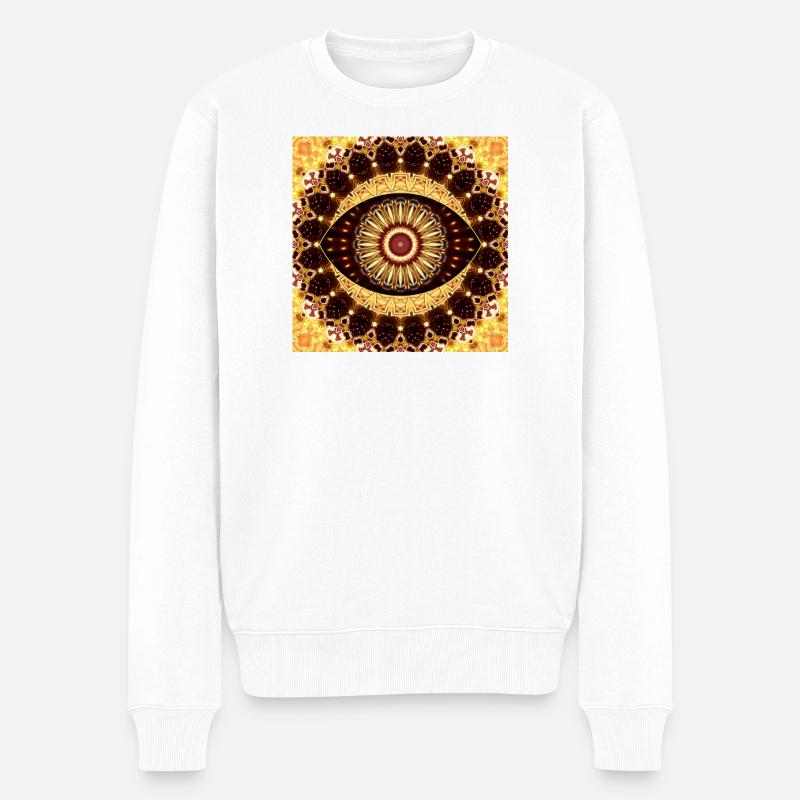 Kaleidoskop Mandala Goldtöne - Männer Premium Bio Pullover - Weiß