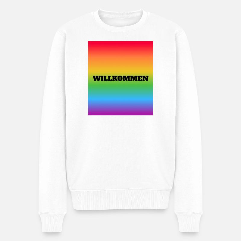 Willkommen Rainbow Welcome - Männer Premium Bio Pullover - Weiß