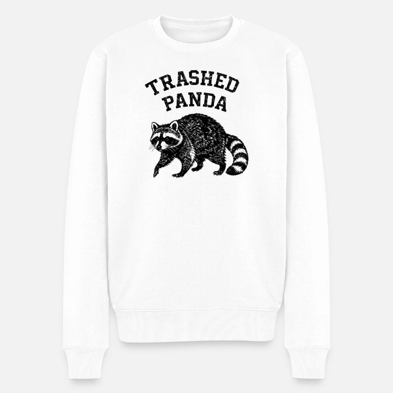 Trashed Panda - Männer Premium Bio Pullover - Weiß