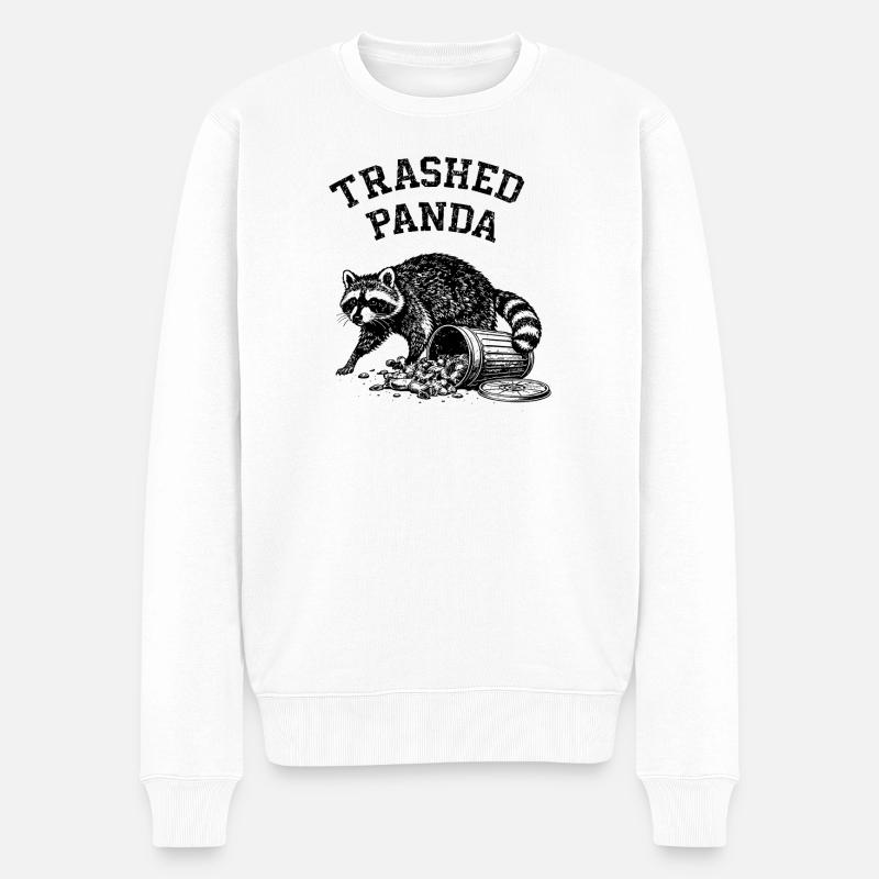 Trashed Panda - Männer Premium Bio Pullover - Weiß