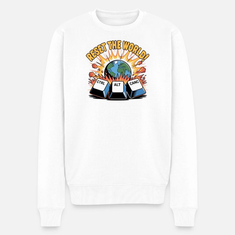 Réinitialiser le Clavier Mondial Redémarrer - Pull Premium bio Homme - blanc