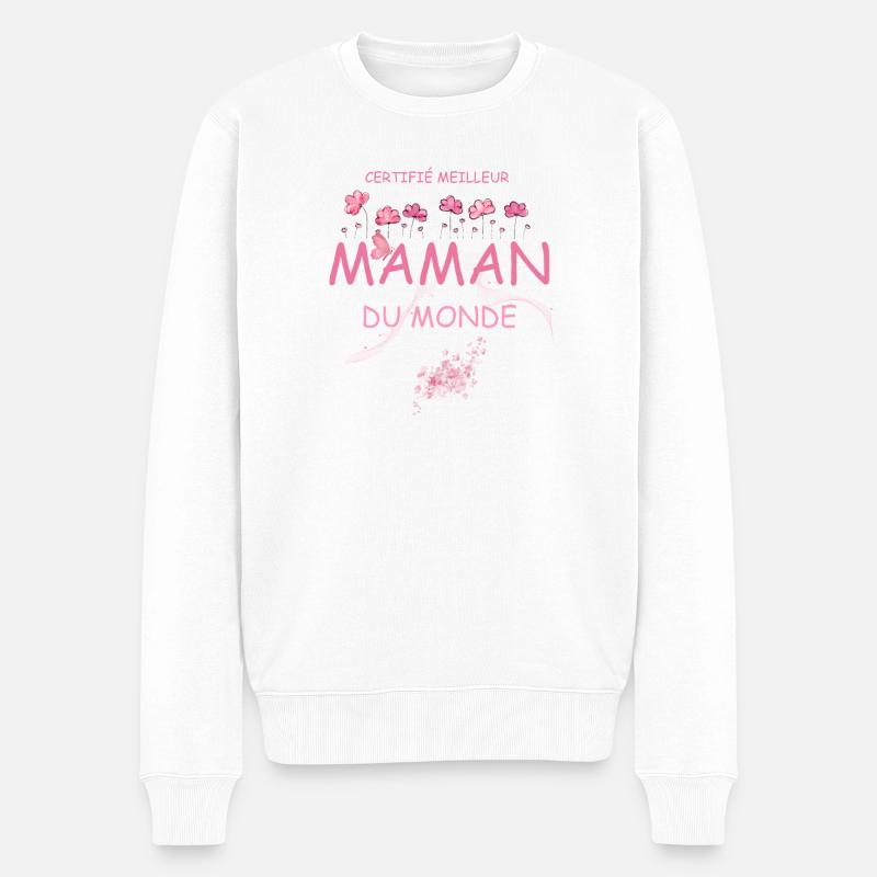 Zertifizierte beste Mutter der Welt - Männer Premium Bio Pullover - Weiß