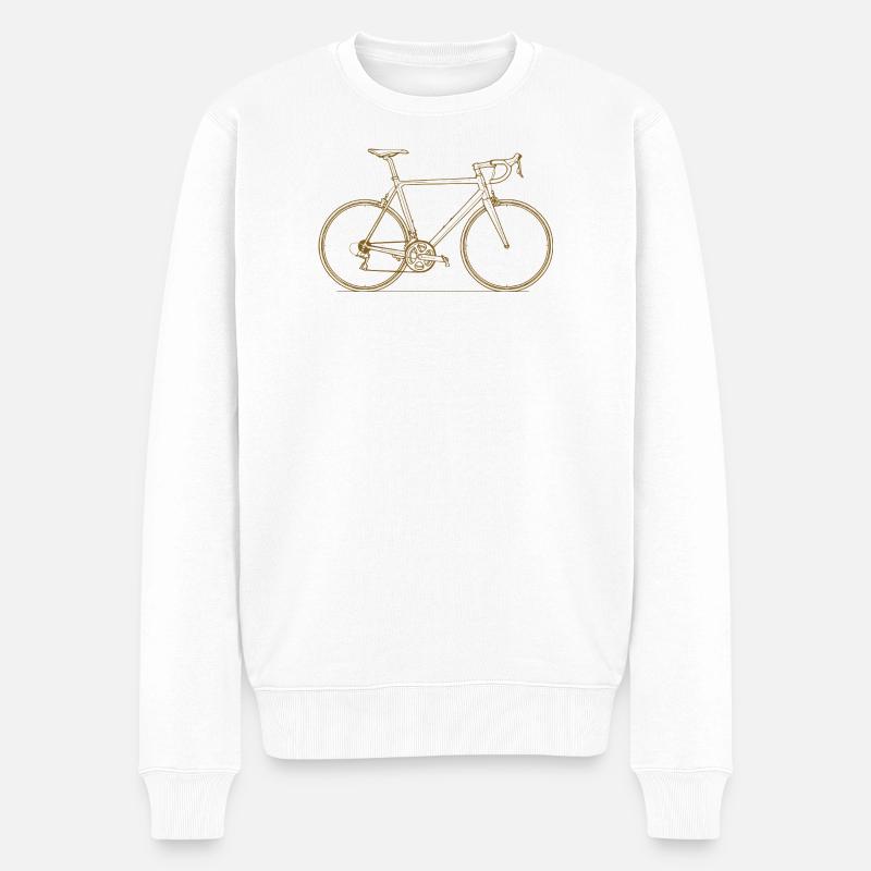 Minimal Rennrad Linienkunst Fahrrad - Männer Premium Bio Pullover - Weiß