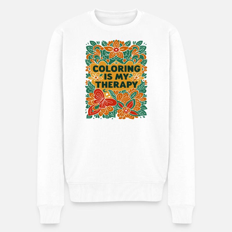 Coloring is my Therapy - Männer Premium Bio Pullover - Weiß