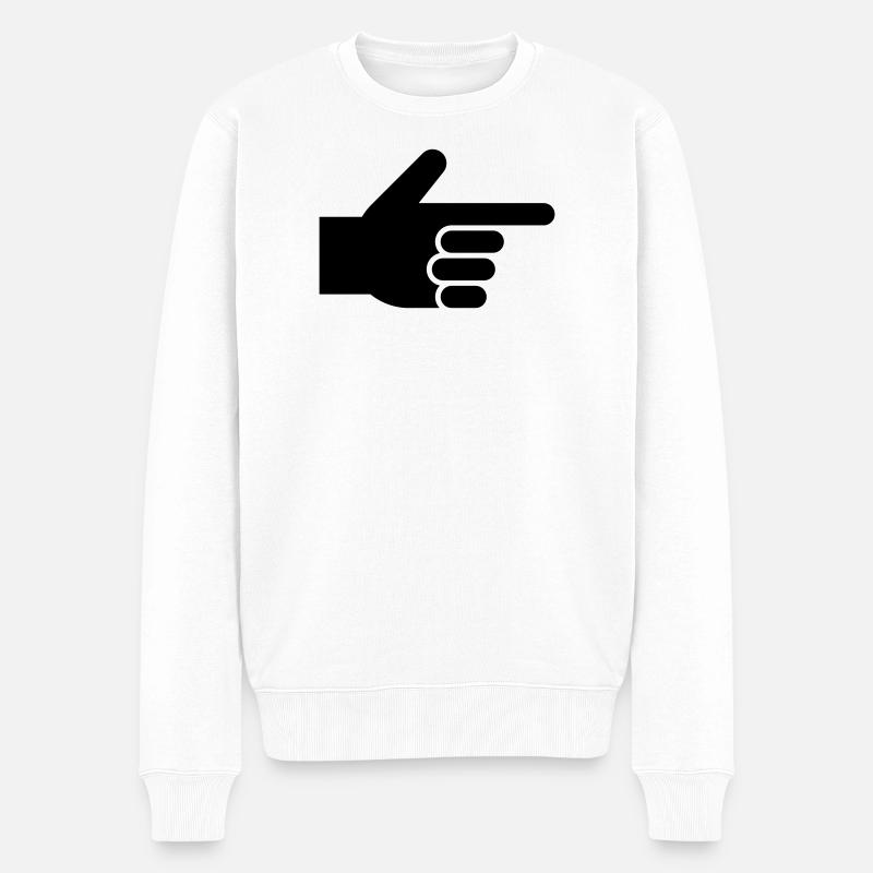 Hand, Zeigefinger, Zeiger - Männer Premium Bio Pullover - Weiß