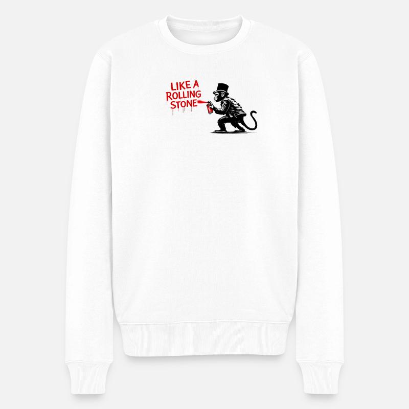 Wie ein Rolling Stone Monkey - Männer Premium Bio Pullover - Weiß