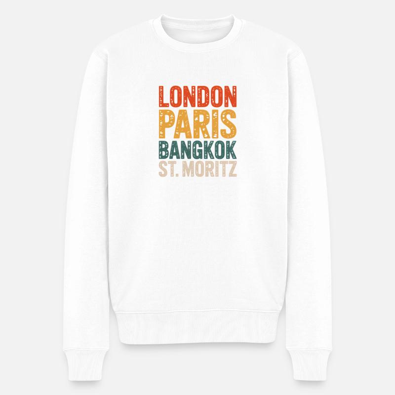 St. Moritz Schweizer Graubünden - Männer Premium Bio Pullover - Weiß