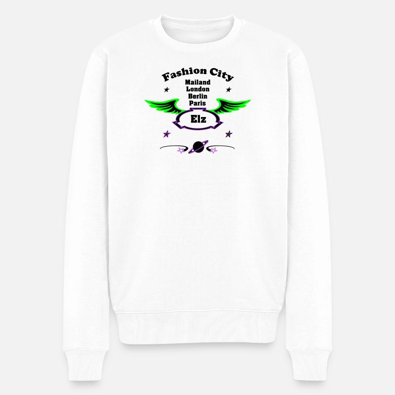 Fashion_City - Männer Premium Bio Pullover - Weiß