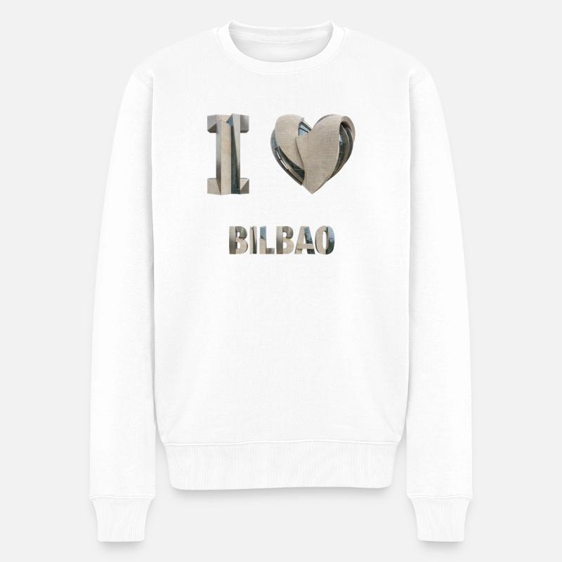 J’adore Bilbao – Design architectural moderne - Pull Premium bio Homme - blanc