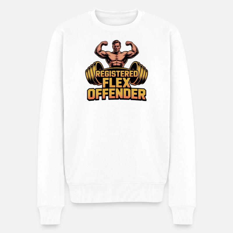 Registered Flex Offender - Funny Gym Tshirt - Männer Premium Bio Pullover - Weiß