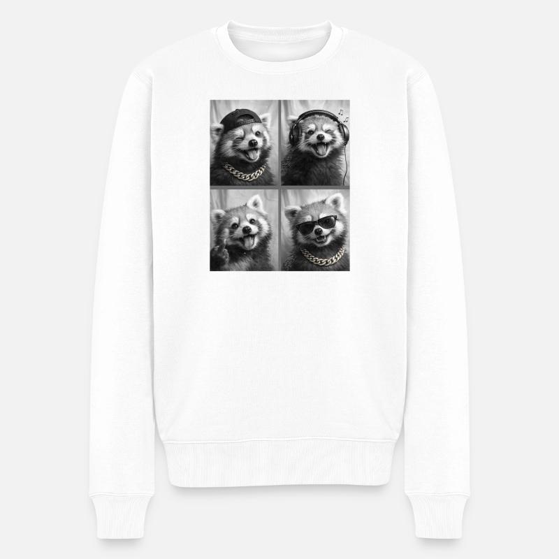 Roter Panda - Männer Premium Bio Pullover - Weiß