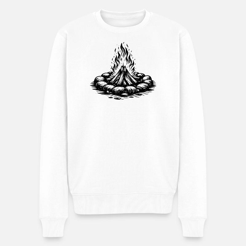 Icône du feu de camp Bois - Pull Premium bio Homme - blanc