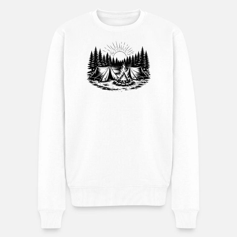 Camping Zelt Wald Landschaft - Männer Premium Bio Pullover - Weiß