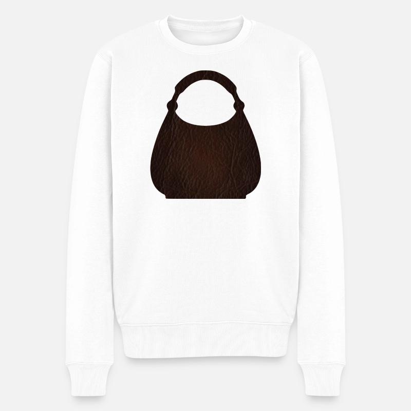 Texture du sac en cuir marron - Pull Premium bio Homme - blanc