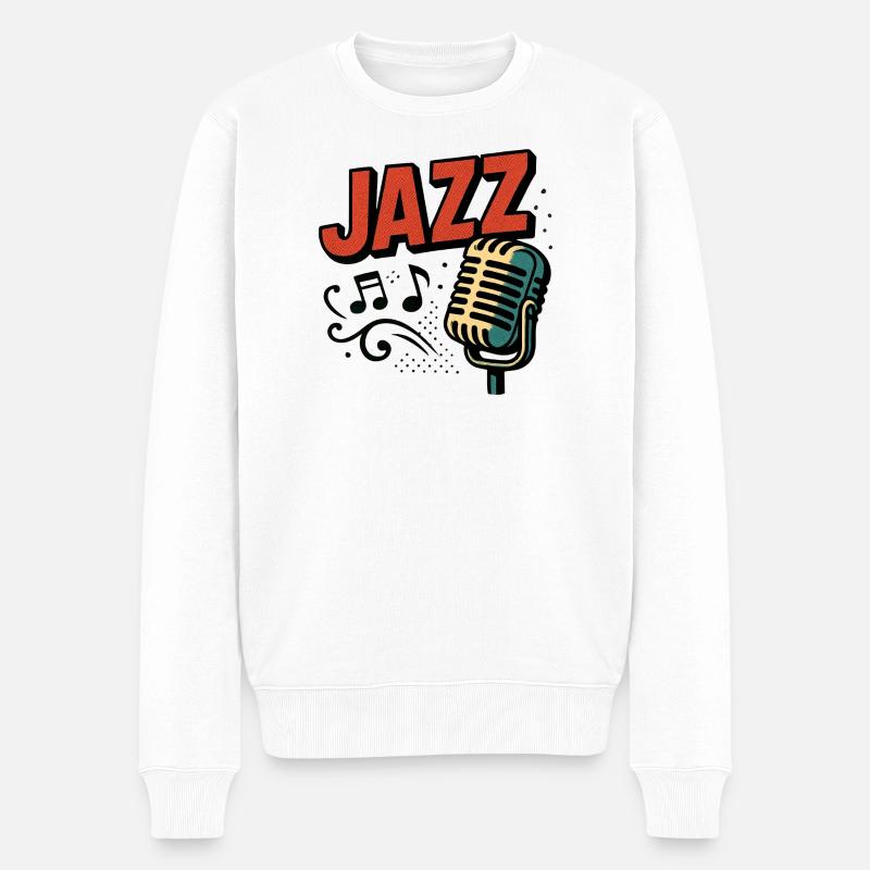 Jazz – Saxophon – Musik - Männer Premium Bio Pullover - Weiß