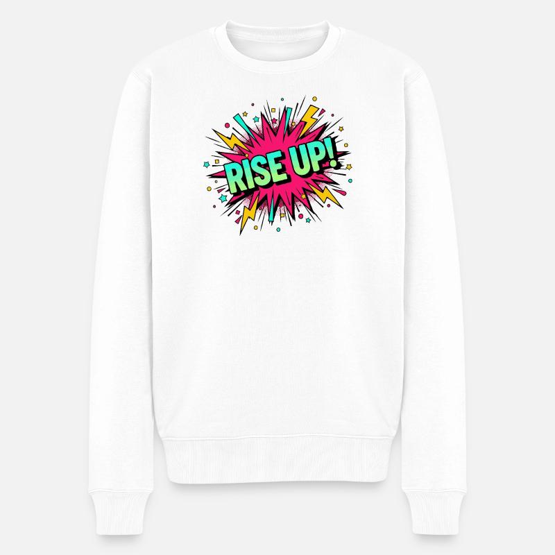 Lève-toi, explose, bande dessinée audacieuse - Pull Premium bio Homme - blanc