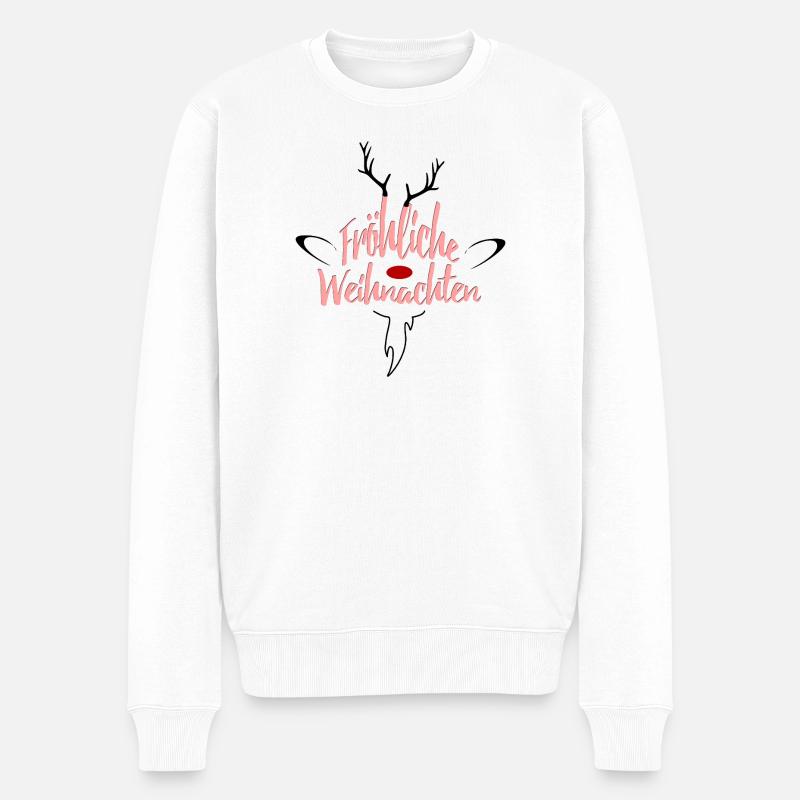 Fröhliche Weihnachten Rosé Script - Männer Premium Bio Pullover - Weiß