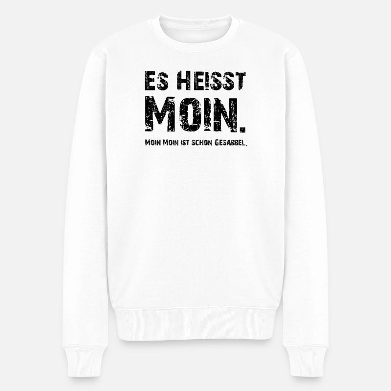 Es heißt Moin - Männer Premium Bio Pullover - Weiß