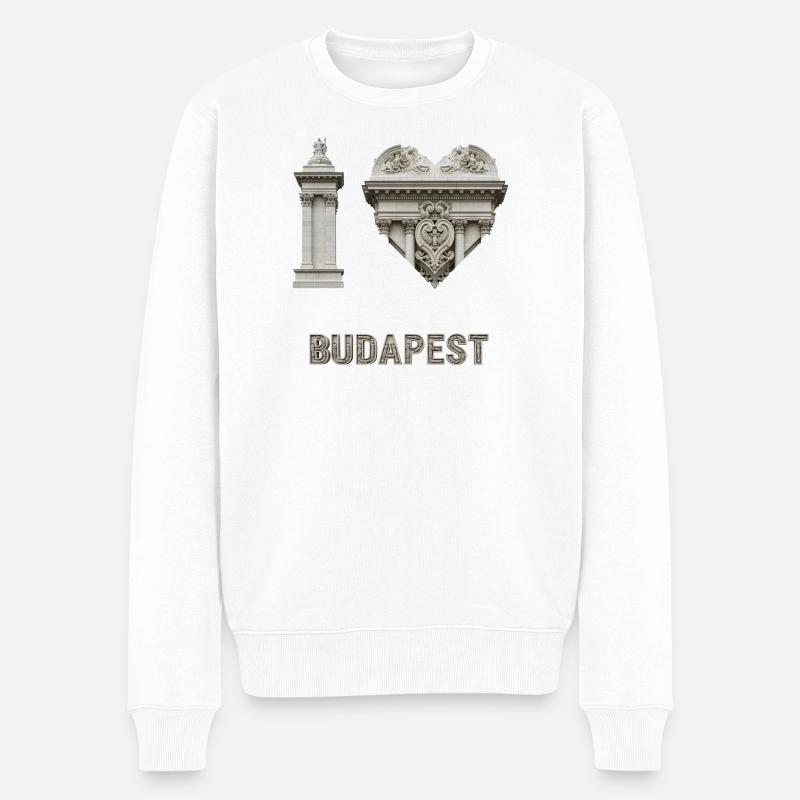 J’adore Budapest – Architecture classique - Pull Premium bio Homme - blanc