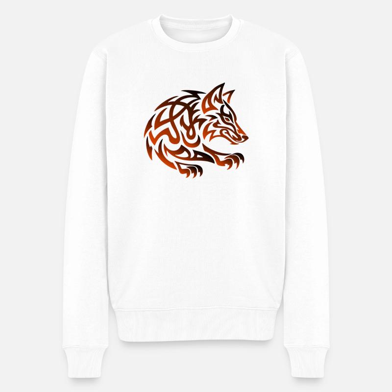 Stammeswolf Ember - Männer Premium Bio Pullover - Weiß