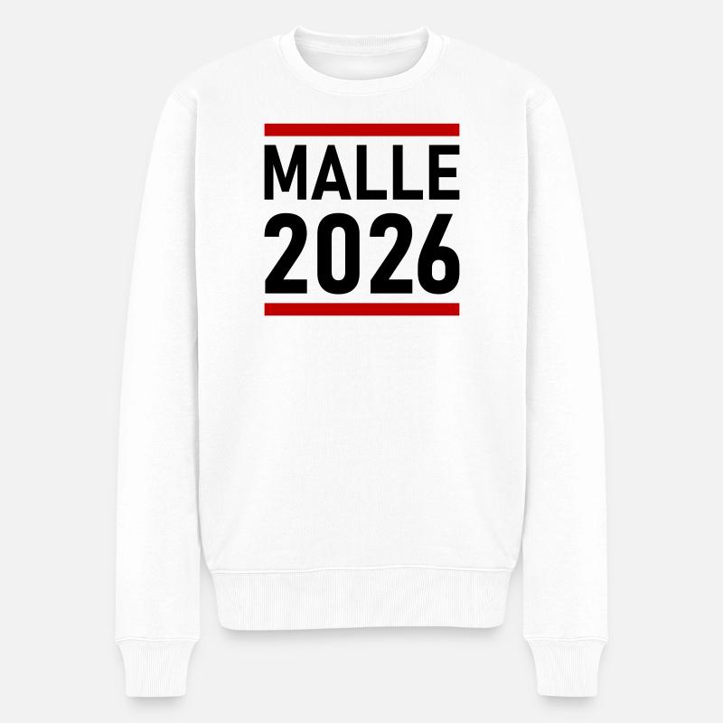 Malle 2026 Mallorca - Männer Premium Bio Pullover - Weiß