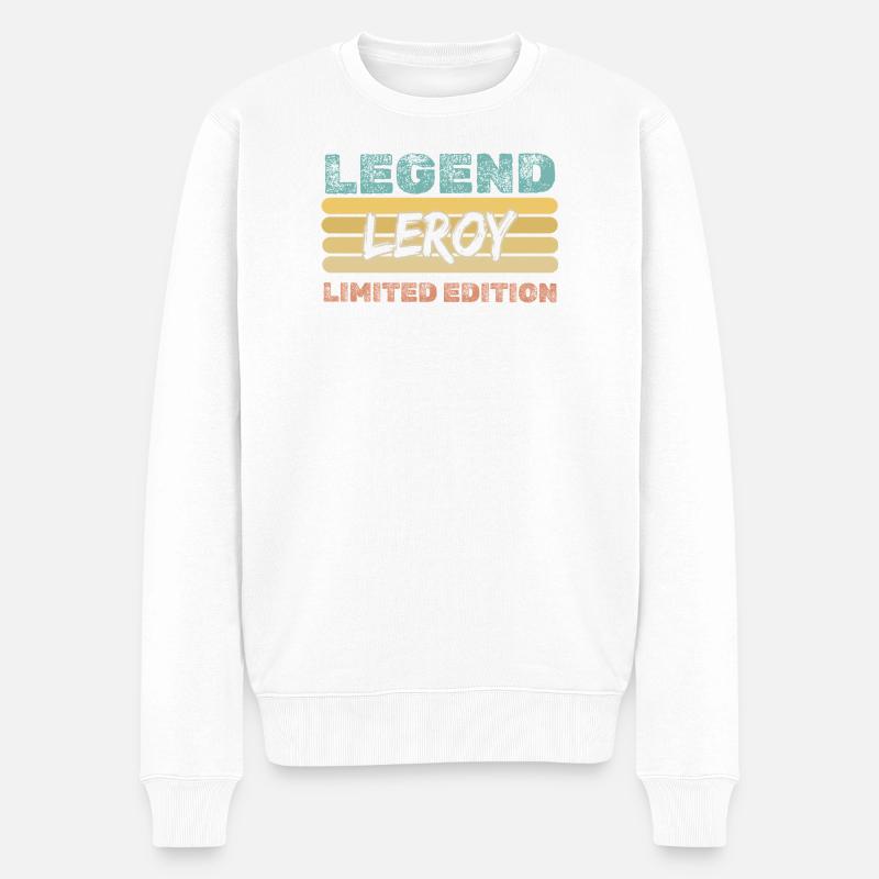 Vorname Leroy - Männer Premium Bio Pullover - Weiß