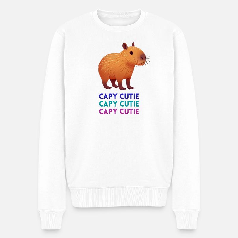 Charmante Kapybara - Männer Premium Bio Pullover - Weiß