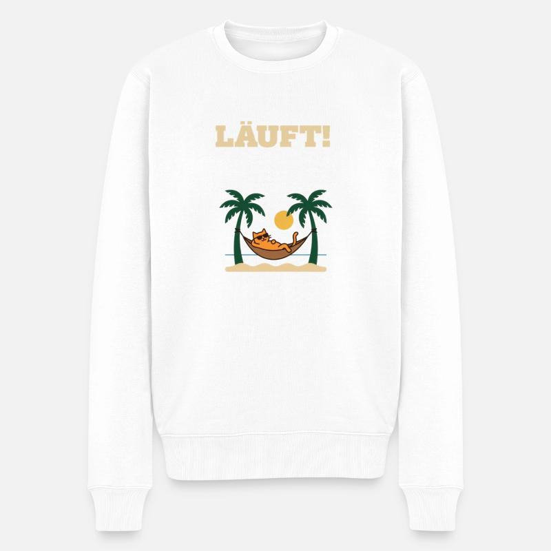 Läuft – Katze im Urlaubsmodus - Männer Premium Bio Pullover - Weiß