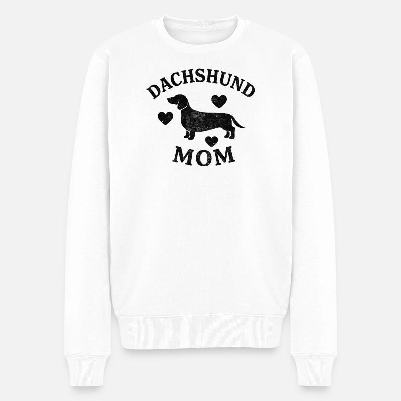 Dachshund Mom - Männer Premium Bio Pullover - Weiß