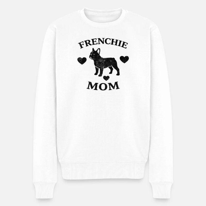Frenchie Mom - Männer Premium Bio Pullover - Weiß