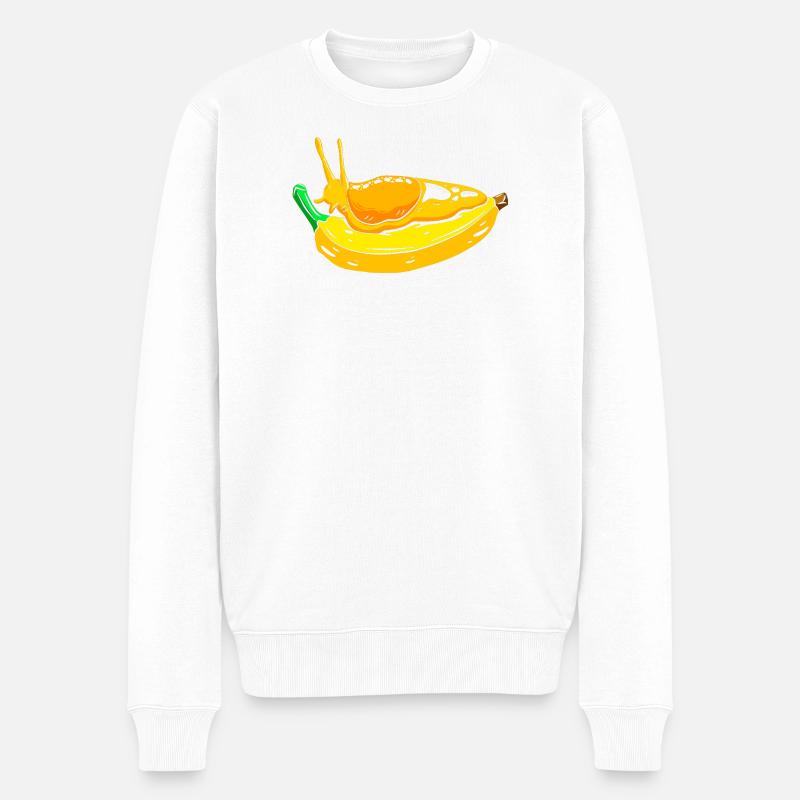 Banane Schnecke - Männer Premium Bio Pullover - Weiß
