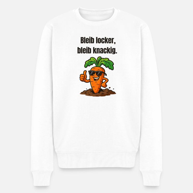 Karotte mit Stil: Locker Knackig - Männer Premium Bio Pullover - Weiß