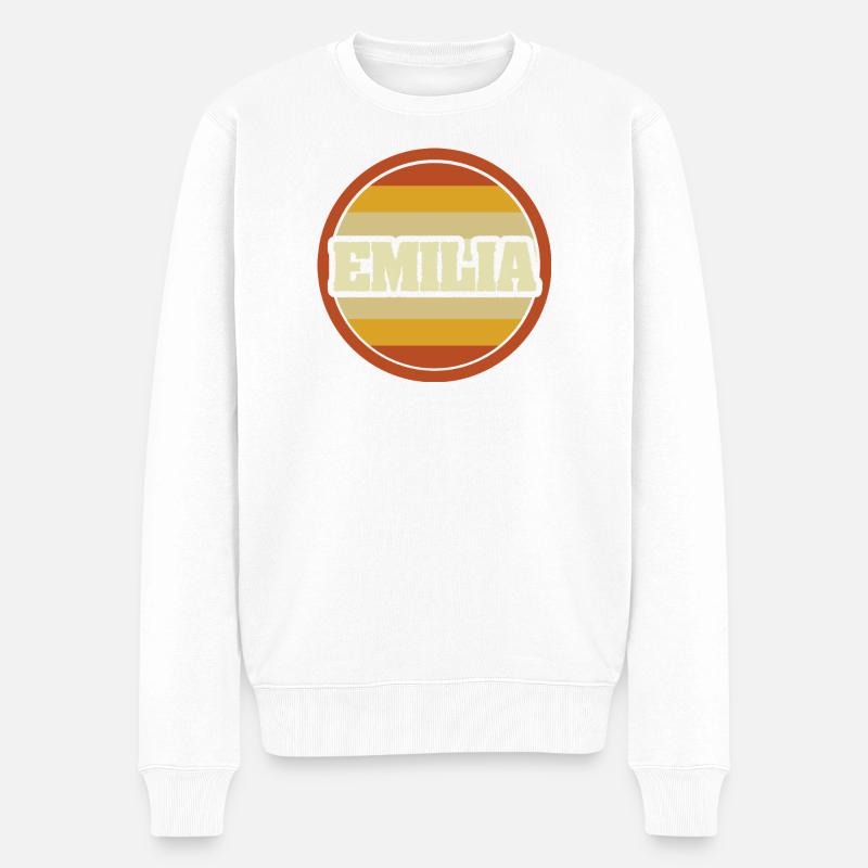Vorname Emilia - Männer Premium Bio Pullover - Weiß