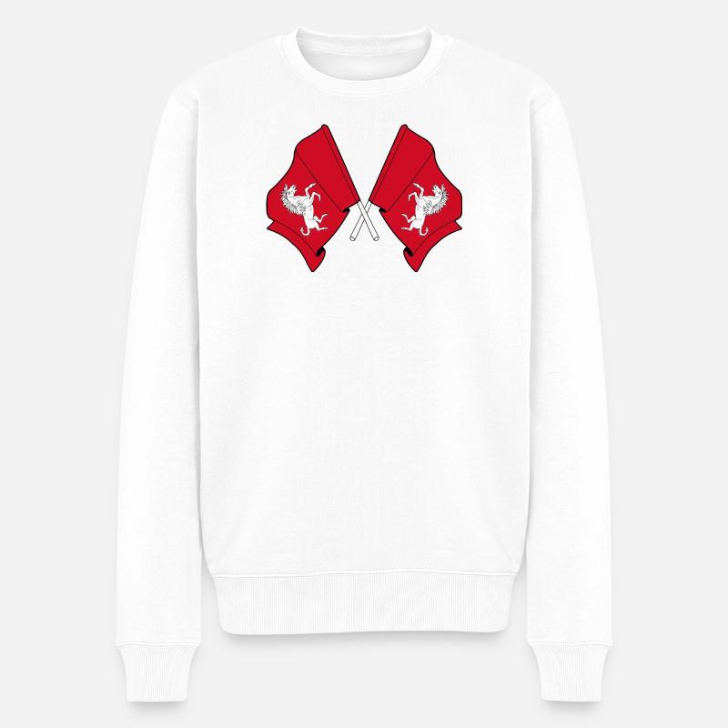Zwei gekreuzte Flaggen Kent - Männer Premium Bio Pullover - Weiß
