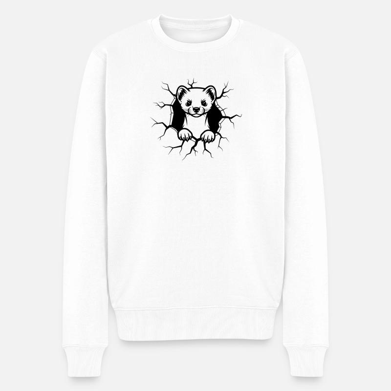 Marder Wanddurchbruch Wildtier Illustration - Männer Premium Bio Pullover - Weiß