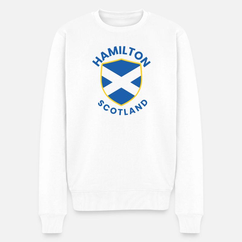 Schottischer Schild mit Saltire Hamilton - Männer Premium Bio Pullover - Weiß