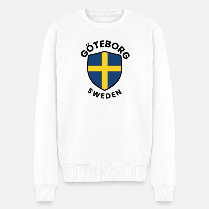 Bouclier du drapeau de Göteborg - Pull Premium bio Homme - blanc