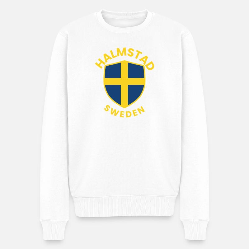 Halmstad Shield Schweden - Männer Premium Bio Pullover - Weiß