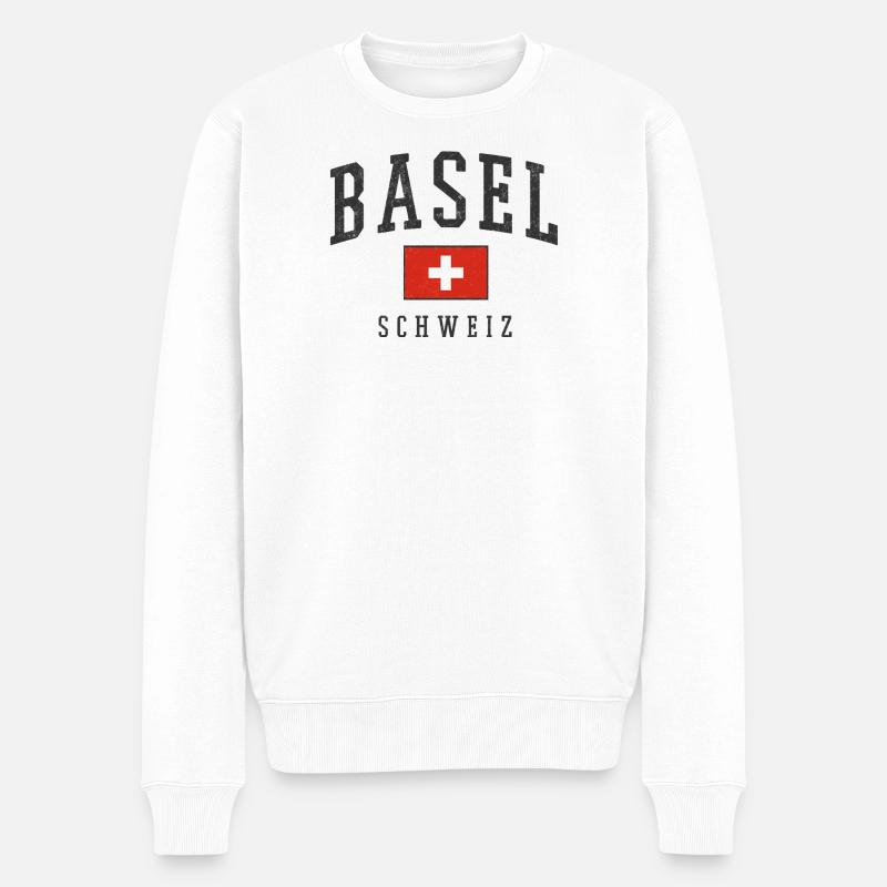 Basel Schweiz Design mit Flagge  - Männer Premium Bio Pullover - Weiß
