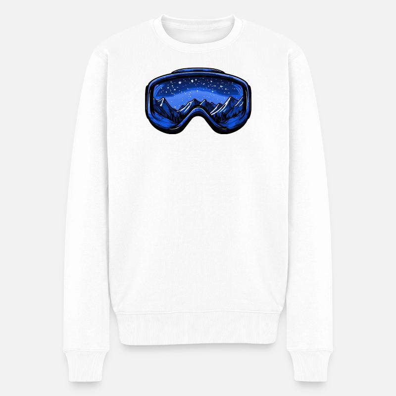 Skibrille Berge - Männer Premium Bio Pullover - Weiß