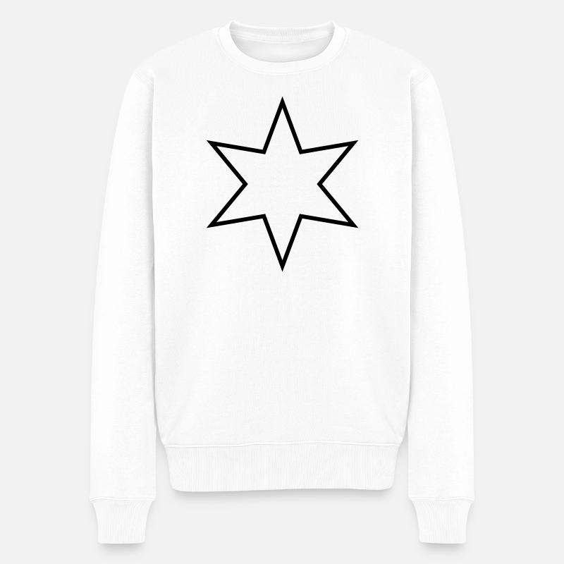 Stern mit sechs Zacken - sechszackiger Stern - Männer Premium Bio Pullover - Weiß