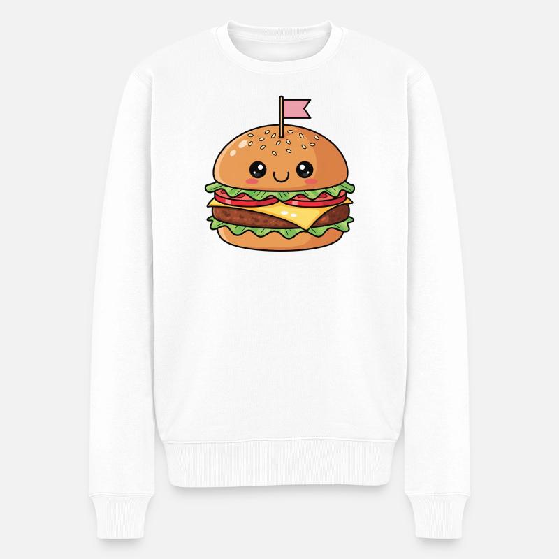 Cheeky Burger Maskottchen - Männer Premium Bio Pullover - Weiß